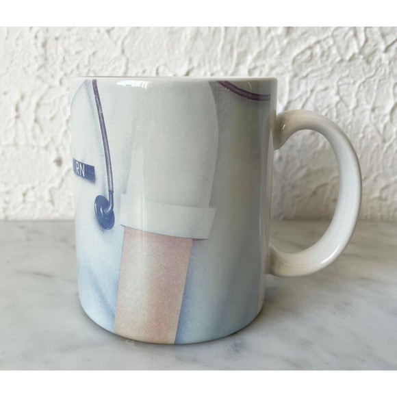 RN Registered Nurse Mug - Essential Worker White Uniform Stethoscope Coffee Cup - Picture 2 of 7